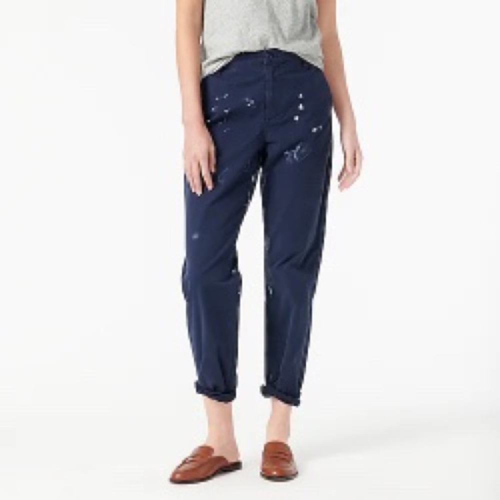 J. Crew Navy Blue Painter-Style Cropped Pants